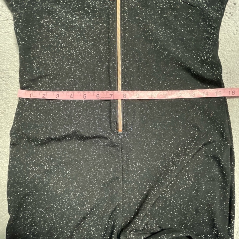 Savage x Fenty Jumpsuit Small Black Glitter Hooded Loungewear Zip Up Stretch - Picture 7 of 14
